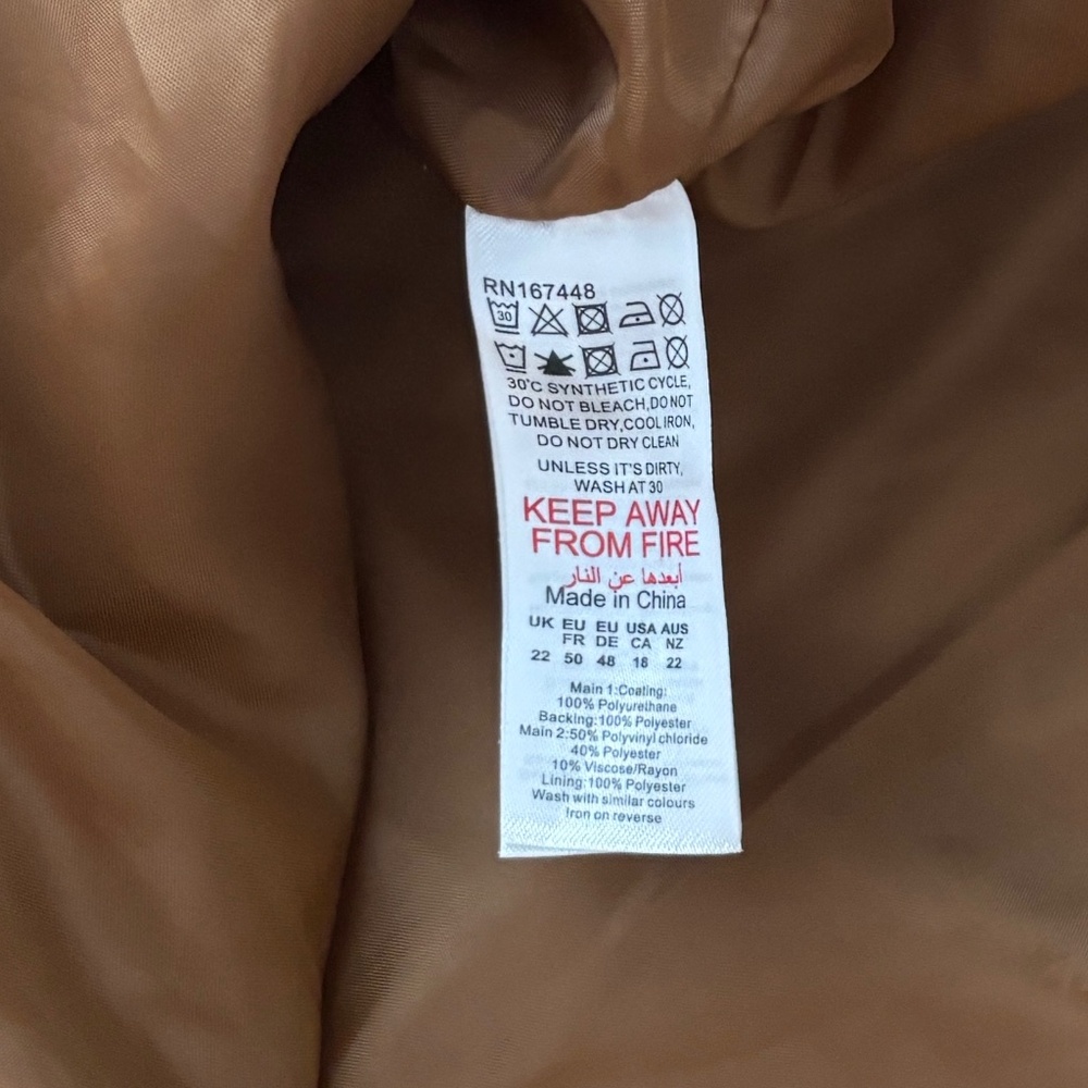 PrettyLittleThing Faux Suede Western Jacket - Toffee Brown Size 18 - Picture 9 of 9